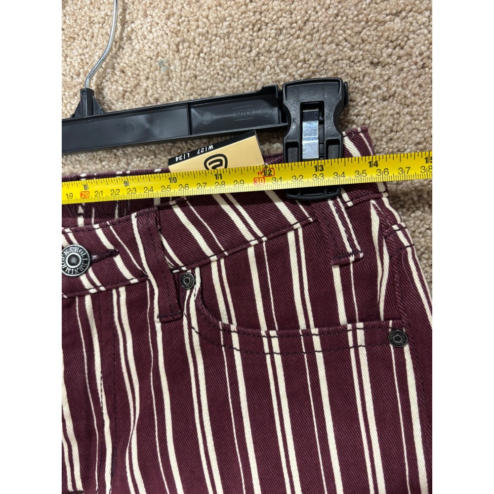Rock & Roll Denim High Rise Flare Jeans Burgundy Stripe Stretch Denim 27x34 - Picture 7 of 9